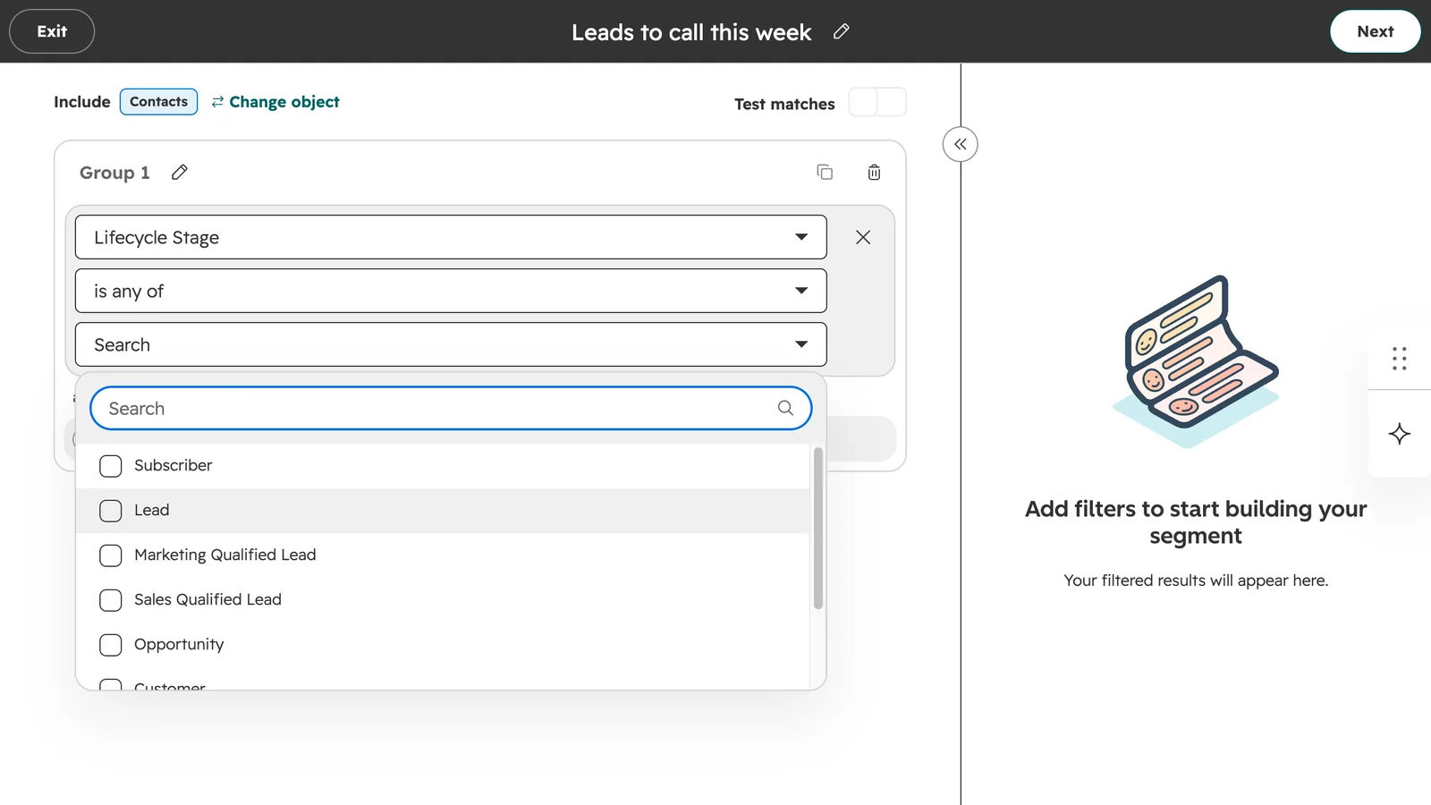 HubSpot screen from the video: Choose the values to match. The preview shows who matches.